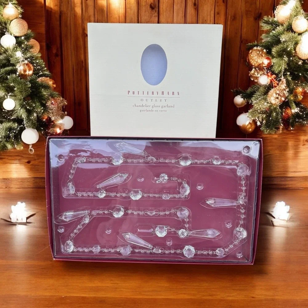 Vintage Discontinued Pottery Barn Chandelier Clear Glass Garland 60 Inches NEW‎